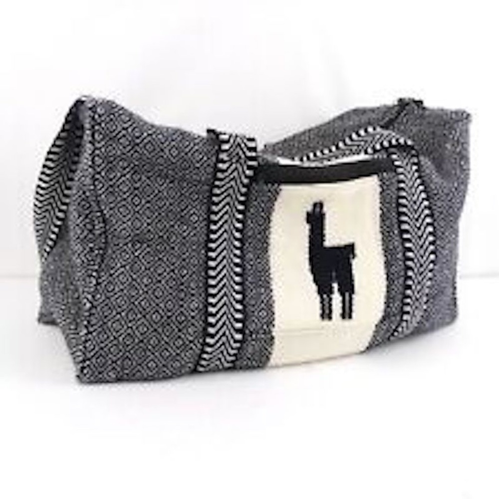 Peru Woven Duffel Travel Bag, Lined, Geo, Llama